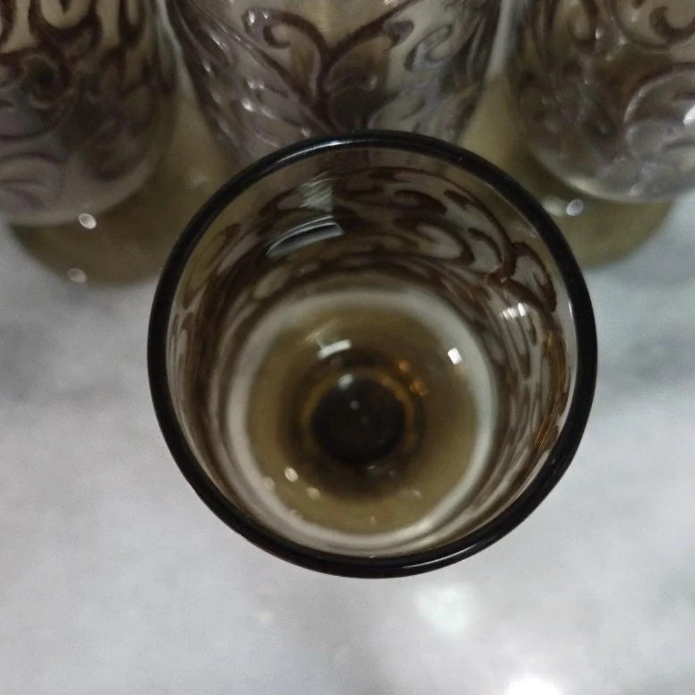 Libbey Prado Tawny Brown Juice Glasses, Set of 4, Vintage‎ Footed Stemware